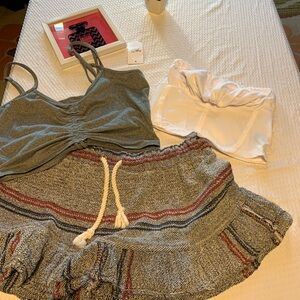 Stylish Gray and White Skirt Set